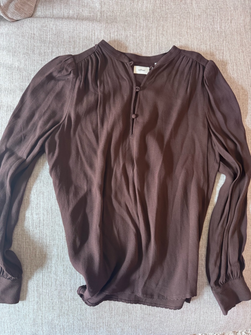 Aritzia Wilfred long sleeve brown blouse small